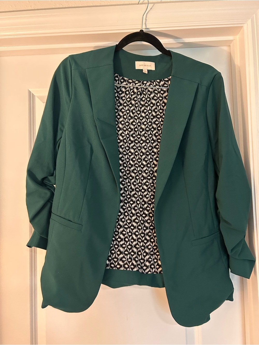 Skies Are Blue Teal Open-Front Blazer Jacket